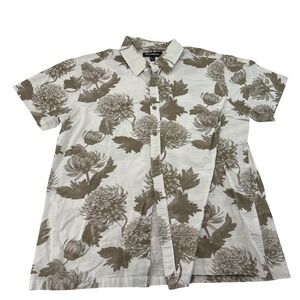 Threadbare Mens Large Floral Chrysanthemum Short Sleeve Button Down Shirt Cotton